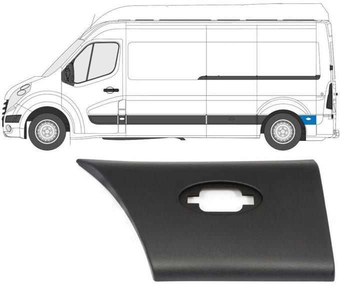 Zijlijst sierlijst achterspatbord voor Renault Master 2010- / Links