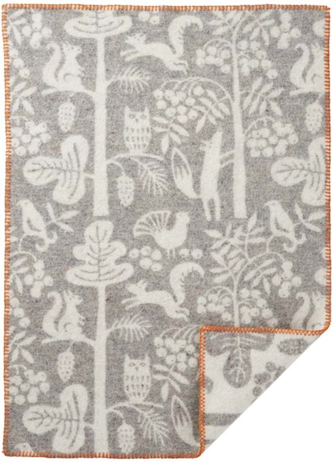 Klippan recyled wool wiegdeken 65x90cm Tree Climbers grijs