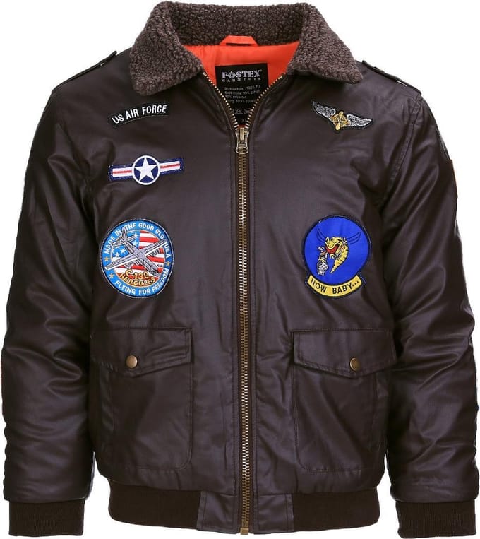 Fostex Garments - Kids PU leather flight jacket (kleur: Brown / maat: S)