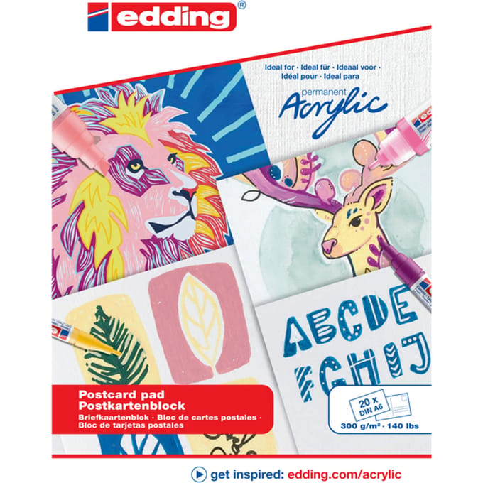 edding acrylmarker papier - A6 formaat - 300 gram - 20 vellen - Combineer met acrylmarkers