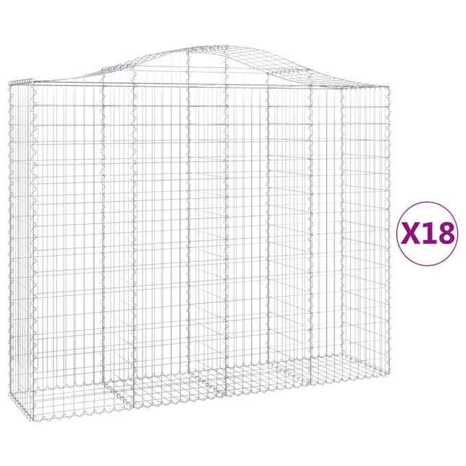 vidaXL - Schanskorven - 18 - st - gewelfd - 200x50x160/180 - cm - ijzer