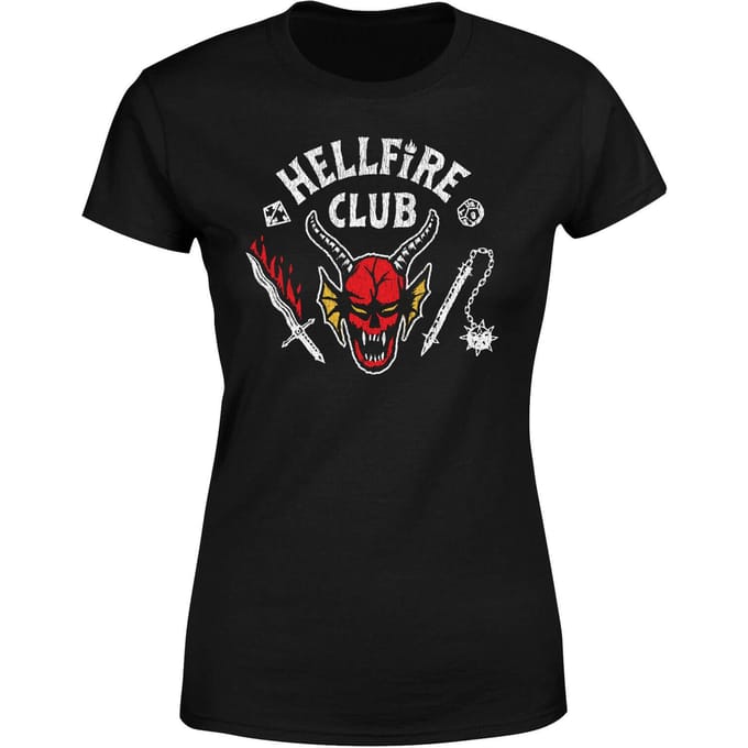 Stranger Things Hellfire Club Vintage Dames T-Shirt - Zwart - M