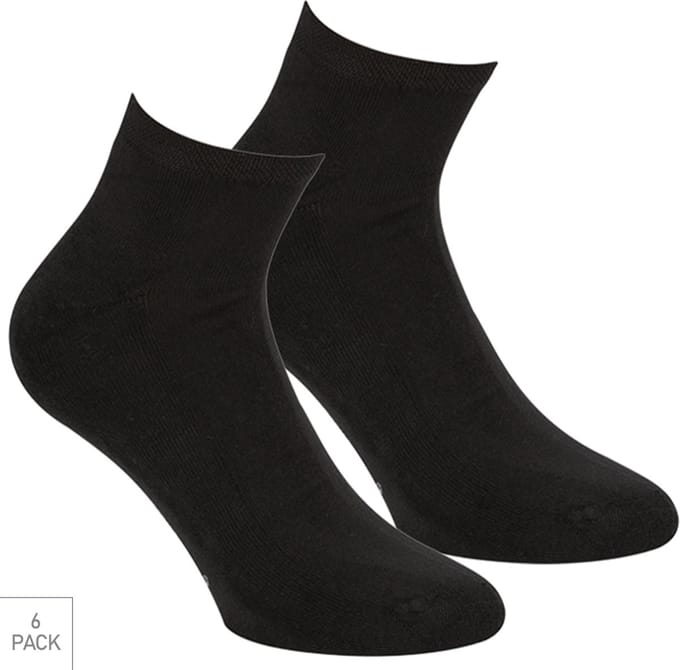 Boru Bamboo - 6-Pack - Quarter Sokken - Bamboe - Naadloos - Heren / Dames - zwart - 36-40 - 2302