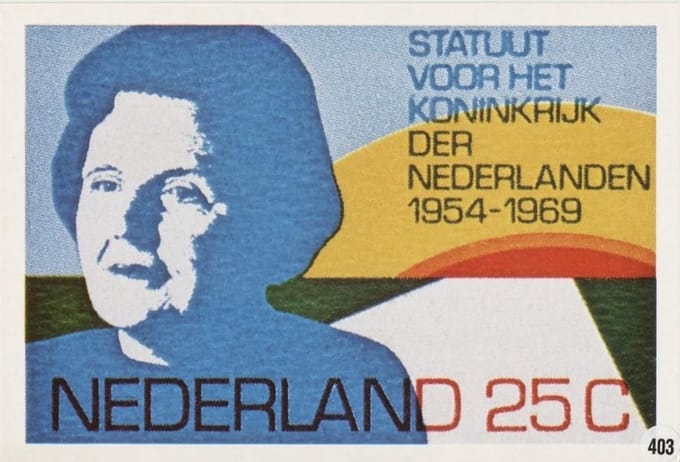 Briefkaart met afbeelding Statuut voor het koninkrijk der Nederlanden postzegel