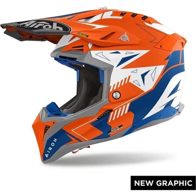 Airoh Aviator 3 Spin Oranje Fluo Mat Offroad Helm - Helm