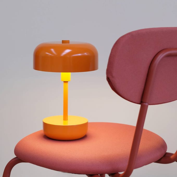 Dyberg Larsen Tafellamp oranje metaal Oplaadbaar LED H25,7 cm D17 cm Haipot