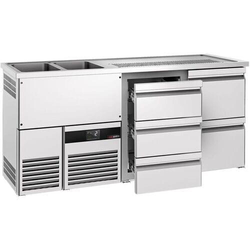 GGM Gastro Biertheke PREMIUM - 1950x700mm - 5 Schubladen Zilver