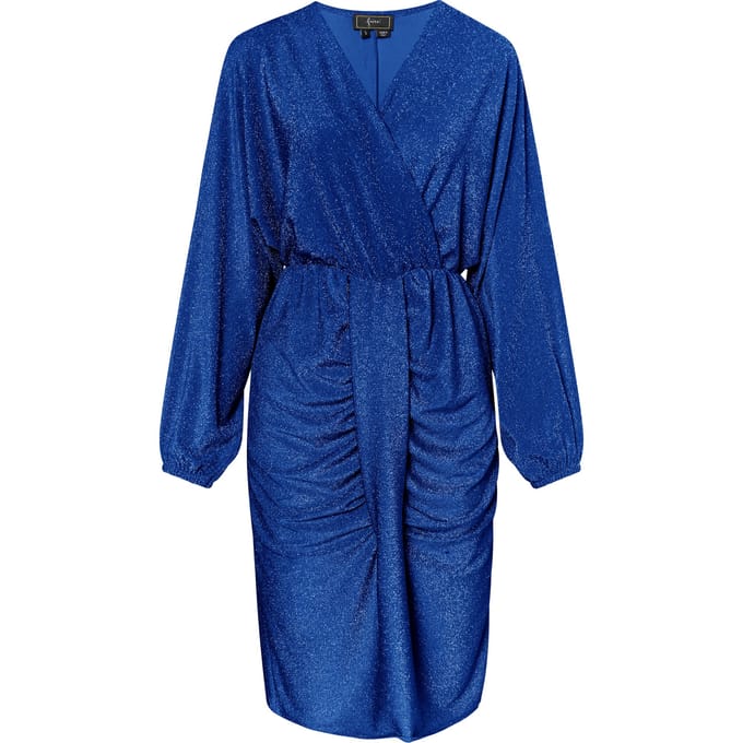 Faina Avondjurk met glanzend garen Dames KONING BLAUW