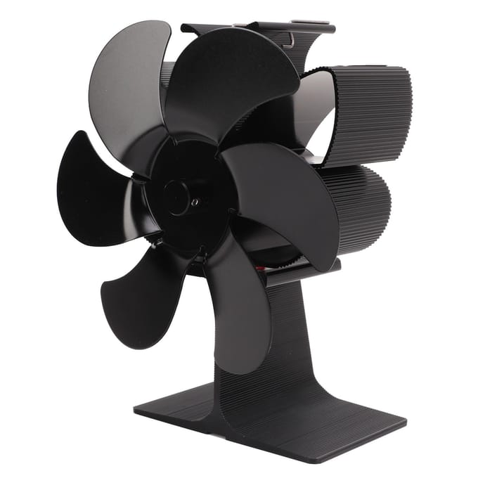 Warmte-aangedreven Kachelventilator 6 Bladen Openhaardventilator Thermische Kracht Hittebestendig Energiebesparend black