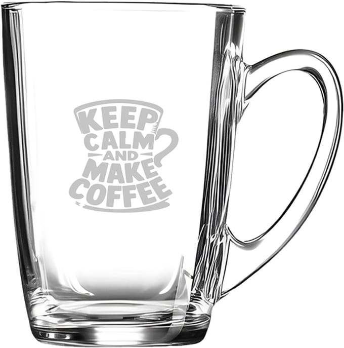 Gegraveerde Koffieglas 32cl Keep calm and make coffee