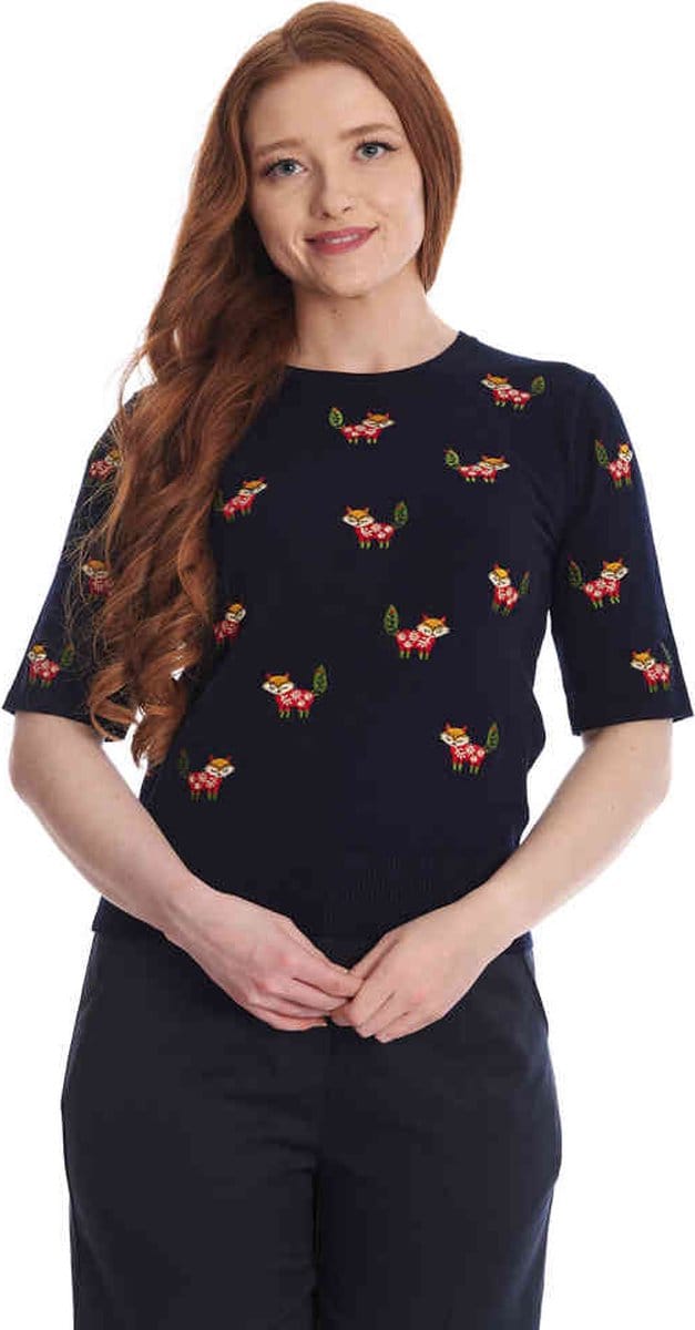Banned - Scandi Fox Gebreide trui - S - Blauw