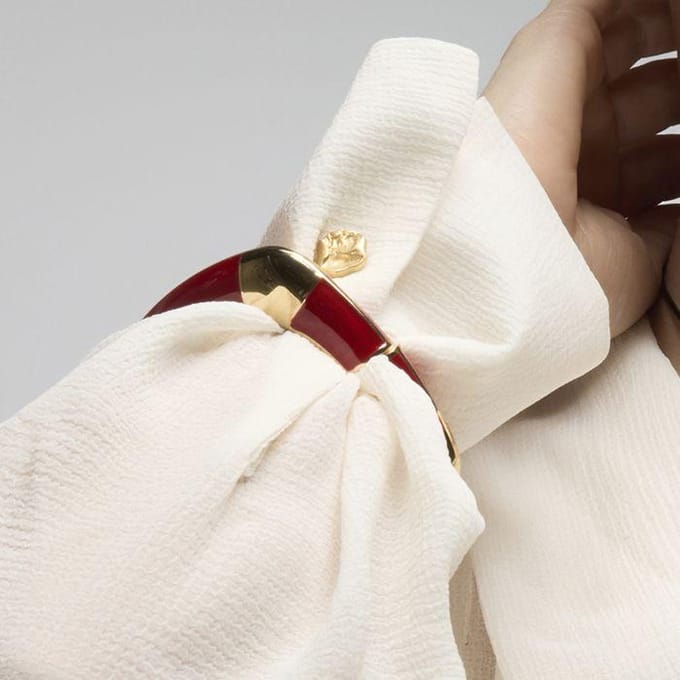 Luxenter Armband met 18-karaats geelgouden afwerking en rode lak - Souda