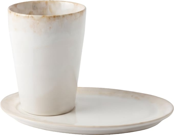 Costa Nova Grespresso Kop en Schotel Set 38 cl - Latte Macchiato - Wit - 2-delig
