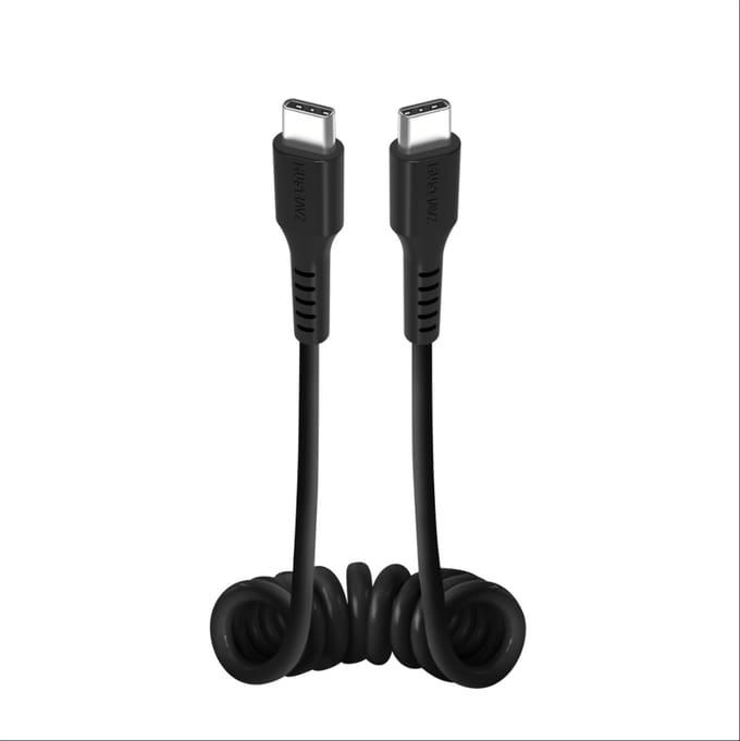 Musthavz USB-C naar USB-C Spiraalkabel 1 Meter – Oplaad- en Datakabel – Zwart