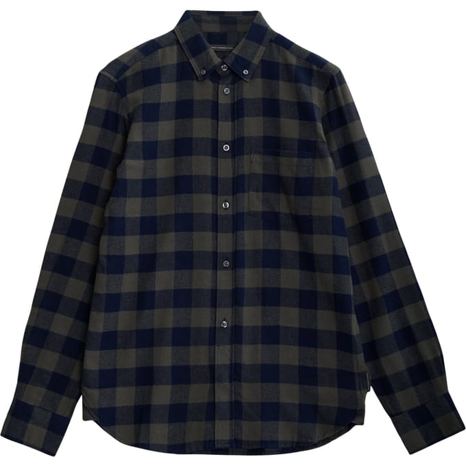 French Connection Large Gingham Flannel Ls Khaki/marine Taglia: L | Maglie a manica lunga Outlet | Uomo | Marrone