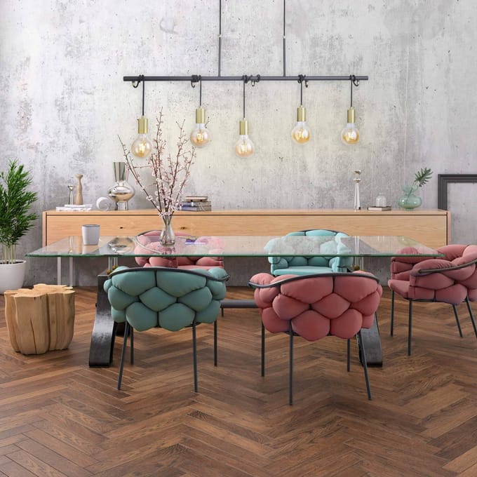 JUST LIGHT. GmbH Hanglamp Tamara, 5-lamps, messing/zwart