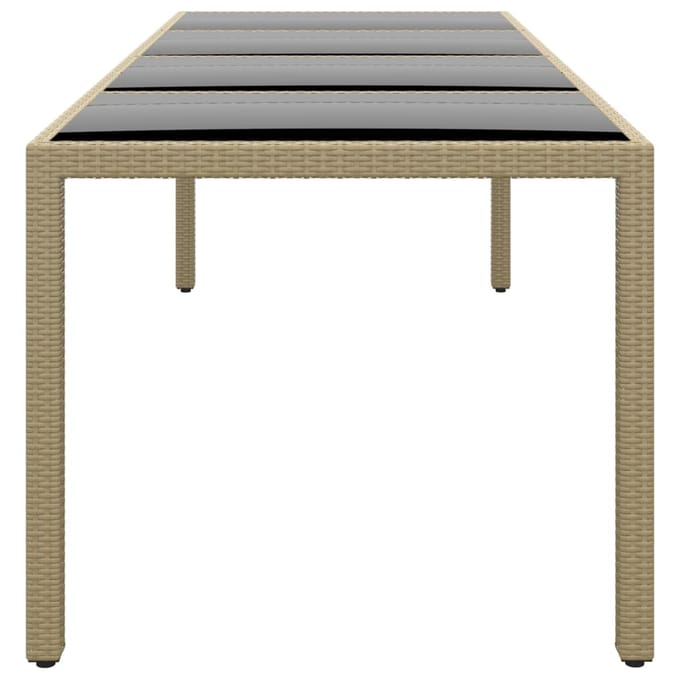 vidaXL - Tuintafel - met - glazen - blad - poly - rattan - beige