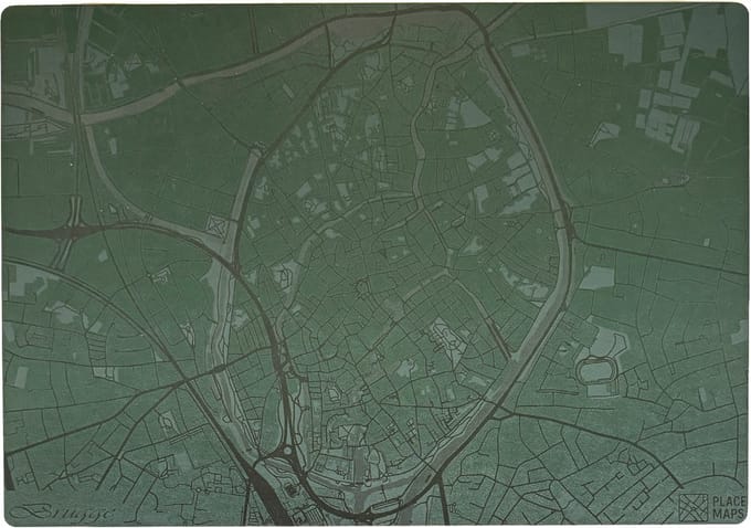 Place Maps Placemat Stadskaart Brugge - Kunstleer - Cacaobruin - 1 Stuk