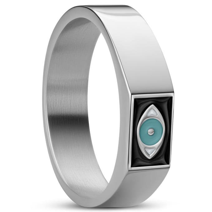 Evil Eye | Zilverkleurige Vierkante Zegelring