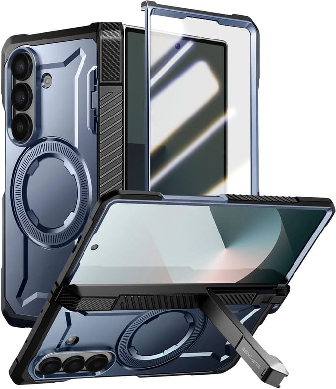 SUPCASE Hoesje Geschikt voor Samsung Galaxy Z Fold 7 - UB Grip - Ingebouwde Screenprotector - Compatibel met MagSafe - Full Protect Case Blauw