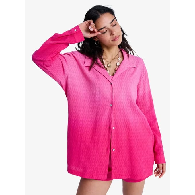 Roxy Ocean Gradient Lang Mouw Jurk Roze S Vrouw