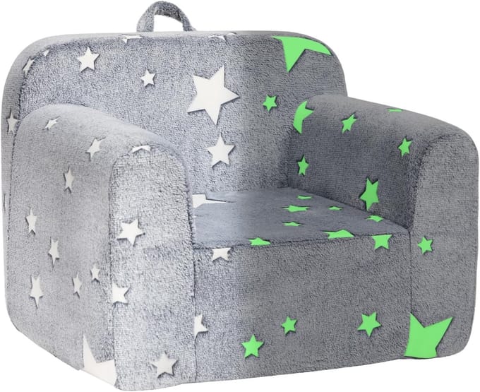 Knuffelstoel Kinderen - Zitje - Lezen - Schuimvulling - 46 cm hoog - Grijs