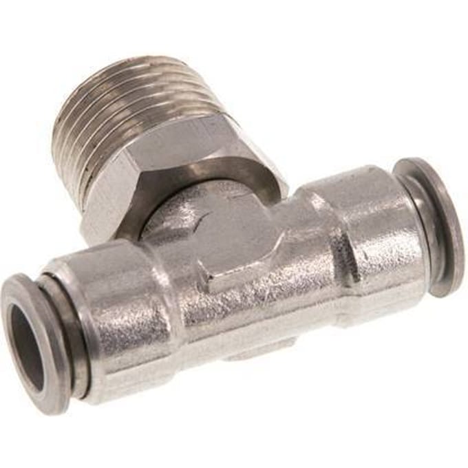10mm x R1/2'' inline T-stuk RVS Insteekfitting Buitendraad Draaibaar FKM