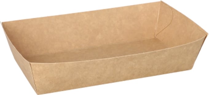 50 Snackbakje, karton pure 3,8 cm x 8,5 cm x 15,5 cm bruin
