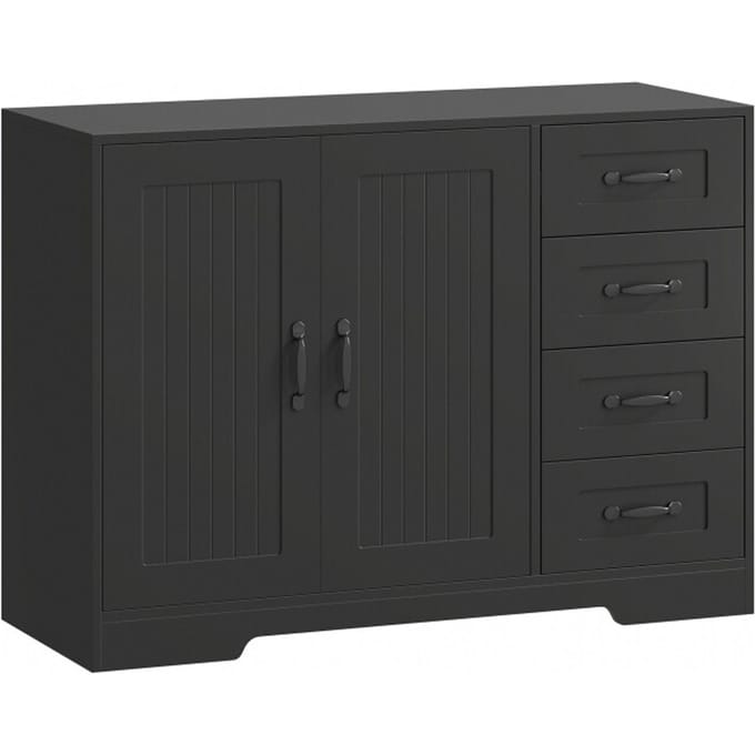 4goodz Dressoir met 4 Lades en 2 deurtjes 40x105x76 cm - Zwart