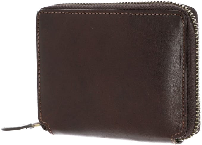 LEONHARD HEYDEN Leren Portemonnee Cambridge Zip Around Wallet Red Brown Donkerbruin