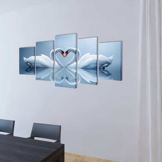 vidaXL - Canvas - muurdruk - set - Zwaan - 200 - x - 100 - cm