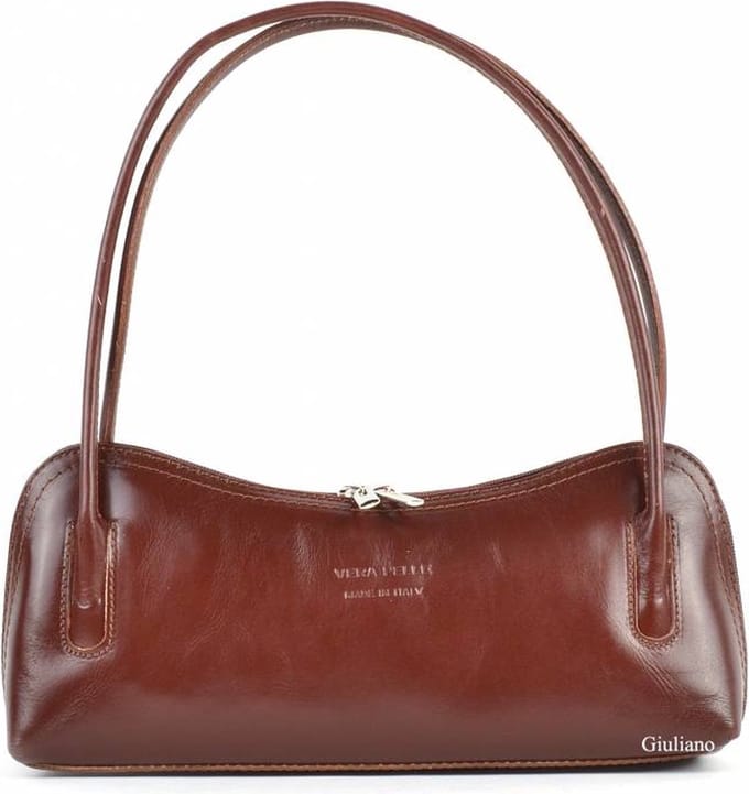 Giuliano klassieke handtas Lucie - Kastanjebruin - Dames - Made in Italy