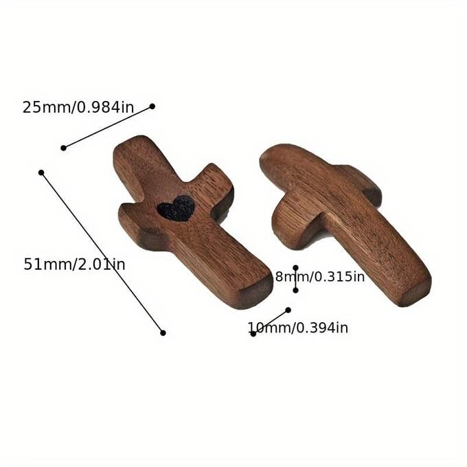 Kamerdecor Walnoothouten Duimkruisjes, Handgehouden Gebedskralen, Kerk Pasen Religieuze Accessoires, Spirituele Devotionele Hulpmiddelen 1 Piece