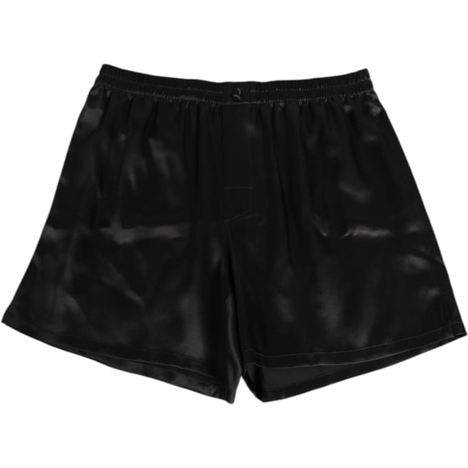 Dolce & Gabbana Zwarte Zijde Satijn Elastische Heren Boxershorts Zwemkleding