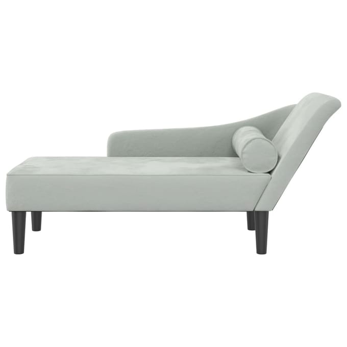 vidaXL - Chaise - longue - met - kussens - fluweel - lichtgrijs