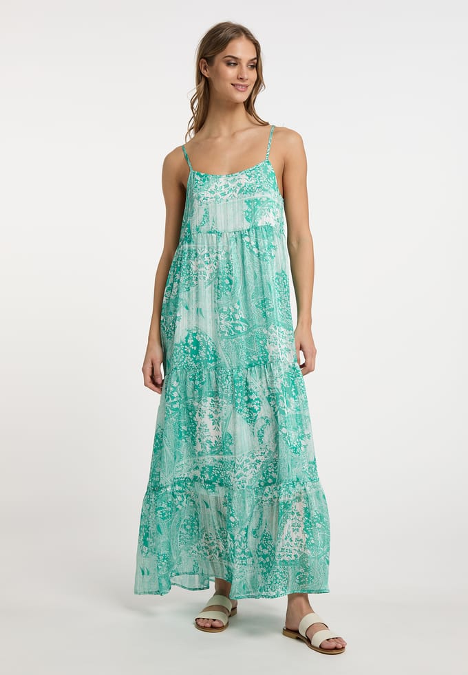 IZIA Maxi jurk Dames Groen Wit