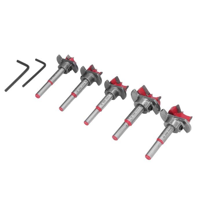 5 Stuks Verstelbare Forstner Boor Set Wolframstaal Titanium Gecoat Werkboren 15mm?35 mm