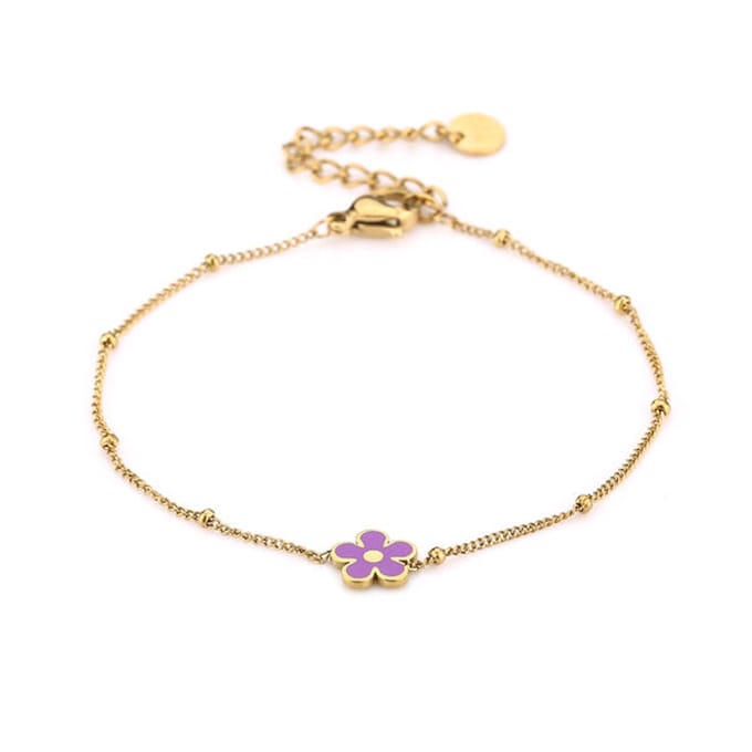 Bijoutheek armband bloem paars goud