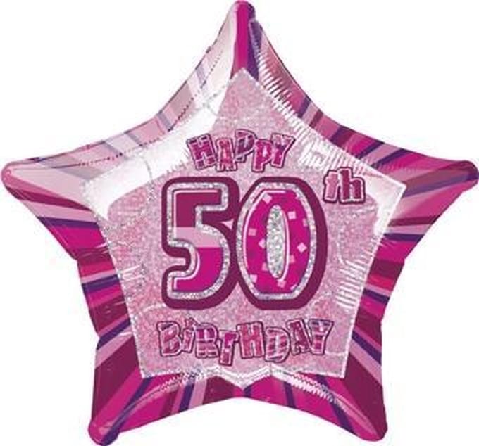 Ster ballon cijfer 50 in het roze - Feestdecoratievoorwerp