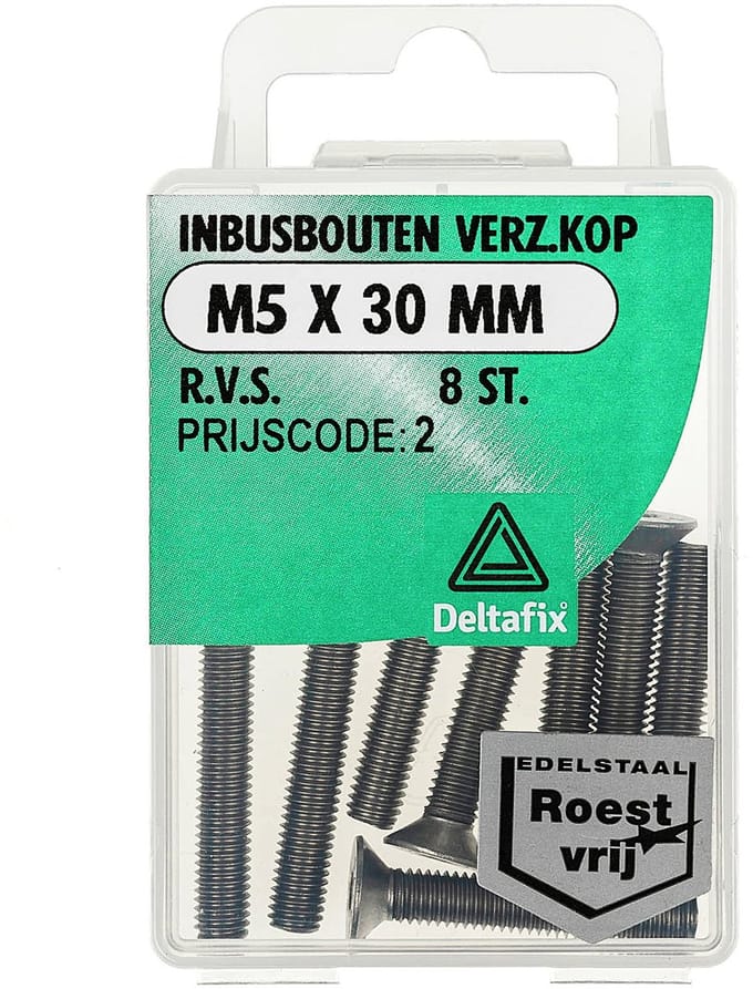 Deltafix - Inb.bout verz.kop m5x30mm rvs 8st
