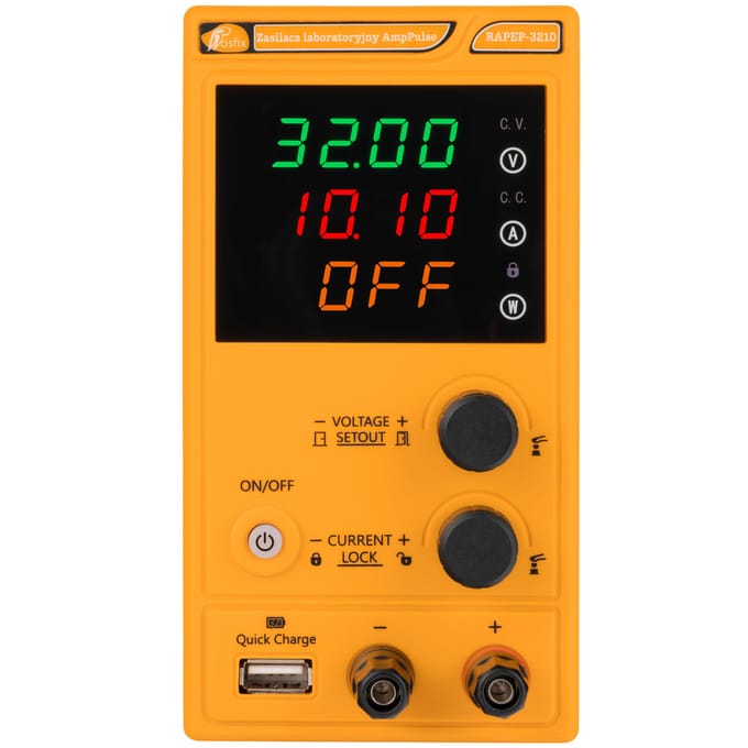 Rosfix Voeding AmpPulse RAPEP-3210 - Instelbare Labvoeding 0–32V 10A - 0,01V/0,001A Display