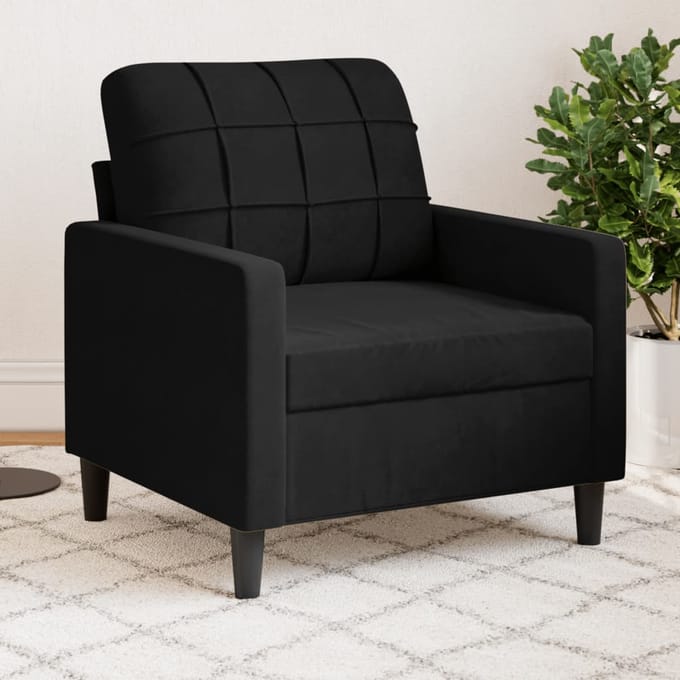 Vidaxl Fauteuil, Zwart, 60 Cm, Bekleed Met Fluweel