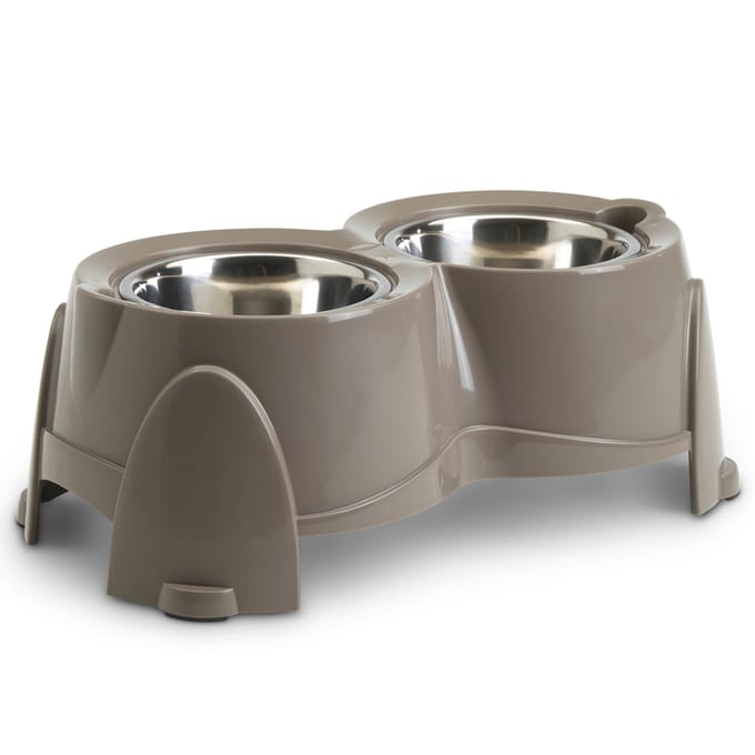 2x 850ml Hoogte 18,5 cm Savic Ergo Feeder Hondenbar Lichtgrijs
