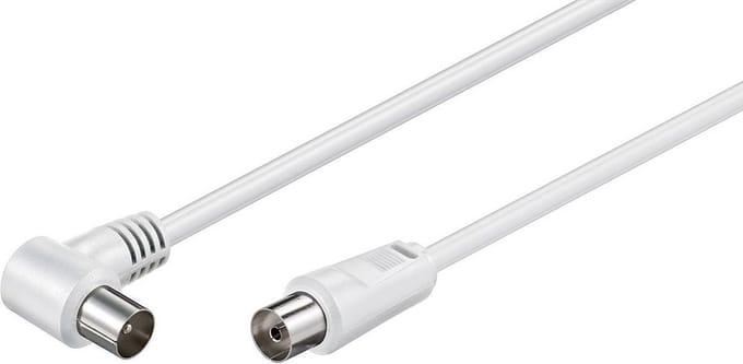 IEC (m) haaks - IEC (v) recht coaxkabel - wit - 10 meter