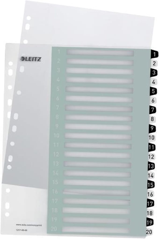 Leitz WOW Tabblad 1-20 tabs herbruikbaar A4 formaat Zwart/Wit