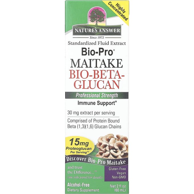 Nature'S Answer, Bio-Pro Bladpaddenstoel Bio-Bèta Glucaan, Alcoholvrij, 15mg, 60ml(2 fl oz)