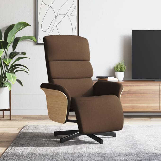 vidaXL - Fauteuil - verstelbaar - met - voetensteun - stof - bruin