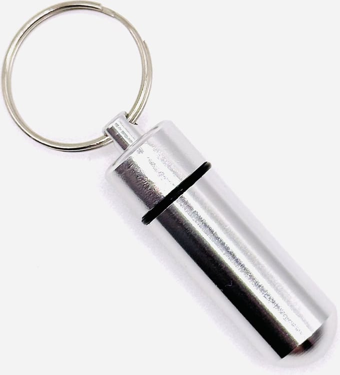 Waterdichte Aluminium Pillendoos Sleutelhanger - Zilver