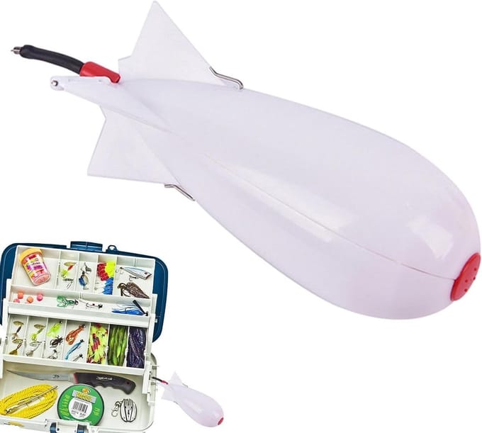 Raketvorm Feeder - Vis aas houder - Aas verspreiden - Aerodynamisch ontwerp - Maat M - Wit