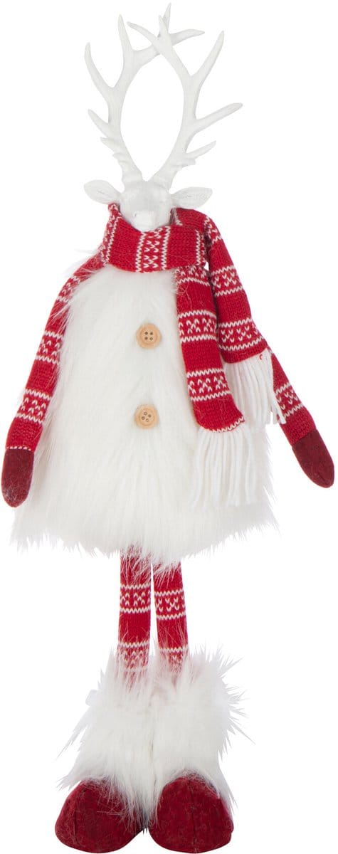 J-Line figuur Hert Bont + Sjaal - polyresin - wit/rood - small